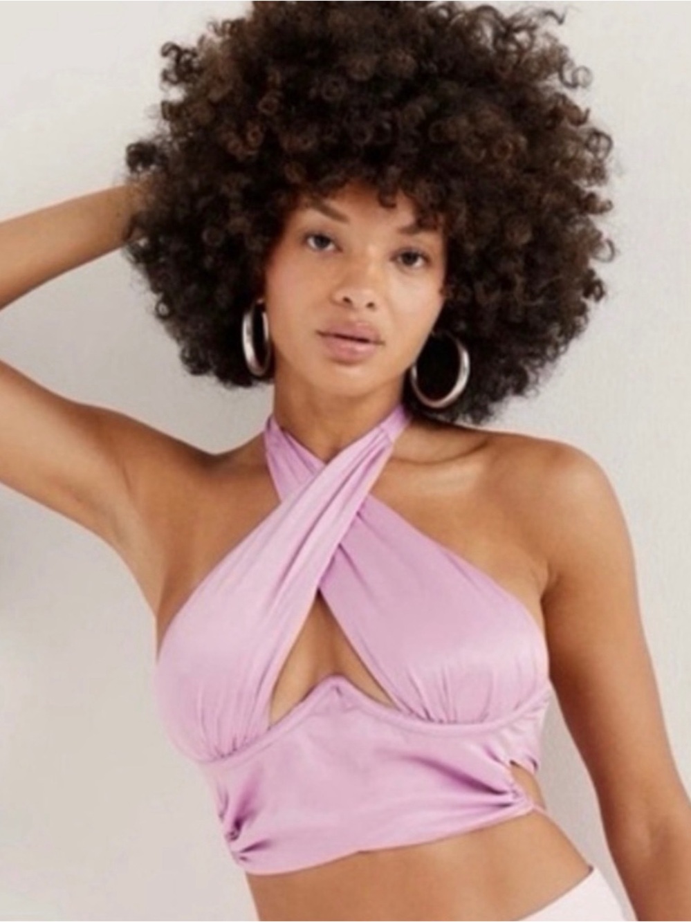 For Love And Lemons Lavender Twist Halter Crop Top